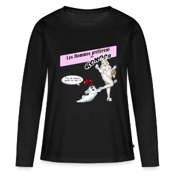 Les Hommes préfèrent les rondes10 - T-shirt manches longues Premium bio Femme - noir - Devant - Julia (174cm)
