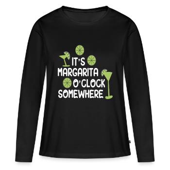 C’est Magarita o ́clock quelque part - T-shirt manches longues Premium bio Femme - noir - Devant - Julia (174cm)