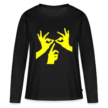 Illusion d’optique art psychédélique rétro formes sexe - T-shirt manches longues Premium bio Femme - noir - Devant - Julia (174cm)