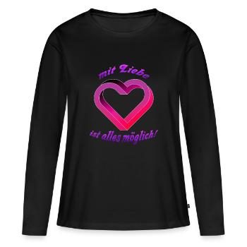 The impossible Heart - Frauen Premium Bio Langarmshirt - Schwarz - Vorne - Julia (174cm)