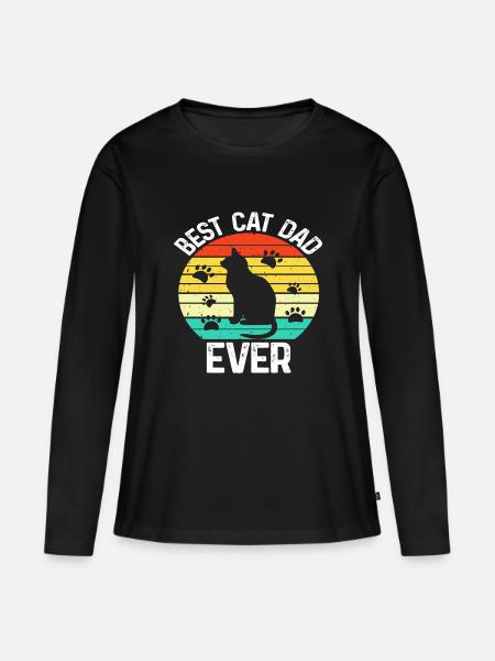 Best Cat Dad Ever - Frauen Premium Bio Langarmshirt - Schwarz