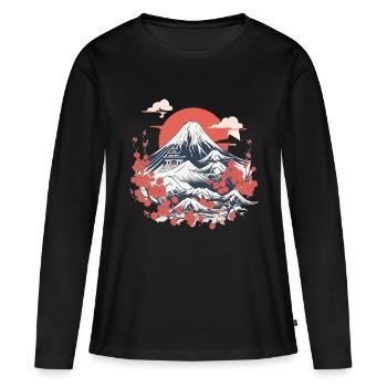 Japanische Folklore - Frauen Premium Bio Langarmshirt - Schwarz - Vorne - Julia (174cm)