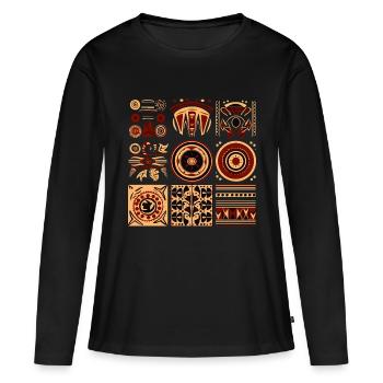 Afrikanische Folklore - Frauen Premium Bio Langarmshirt - Schwarz - Vorne - Julia (174cm)