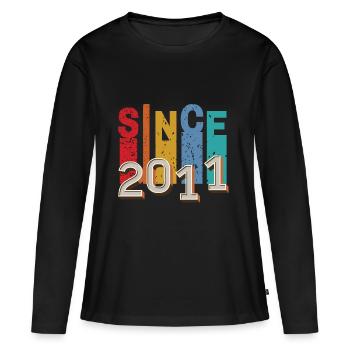Since 2011 retro - T-shirt manches longues Premium bio Femme - noir - Devant - Julia (174cm)