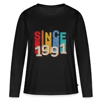 Since 1991 retro - T-shirt manches longues Premium bio Femme - noir - Devant - Julia (174cm)