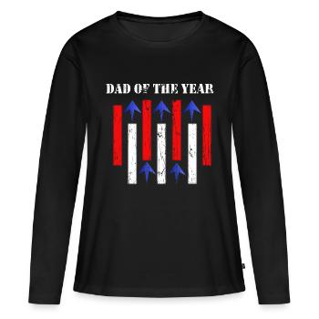 PAPA DE L’ANNÉE - Amerika Style - T-shirt manches longues Premium bio Femme - noir - Devant - Julia (174cm)