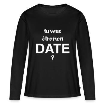 Rendez vous - T-shirt manches longues Premium bio Femme - noir - Devant - Julia (174cm)