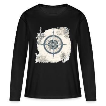 Old nautical chart - Women's Premium Organic Long Sleeve Shirt - black - Front - Julia (174cm)