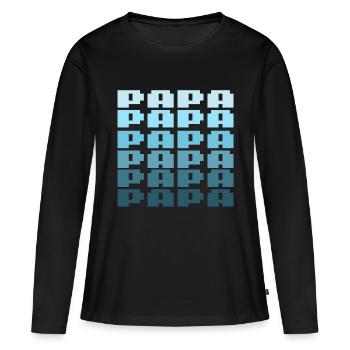 PAPA Retro Gaming 8bit Schriftzug - Frauen Premium Bio Langarmshirt - Schwarz - Vorne - Julia (174cm)