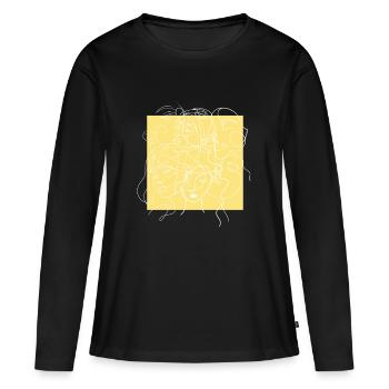 Face line yellow - T-shirt manches longues Premium bio Femme - noir - Devant - Julia (174cm)