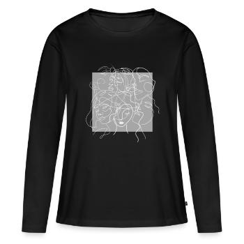 Face line grey - T-shirt manches longues Premium bio Femme - noir - Devant - Julia (174cm)