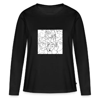Face line white - T-shirt manches longues Premium bio Femme - noir - Devant - Julia (174cm)