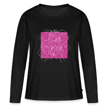 Face line pink - T-shirt manches longues Premium bio Femme - noir - Devant - Julia (174cm)