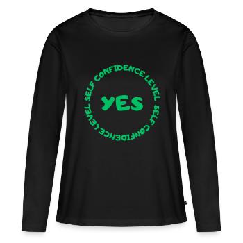 Self confidence level YES green - Women's Premium Organic Long Sleeve Shirt - black - Front - Julia (174cm)