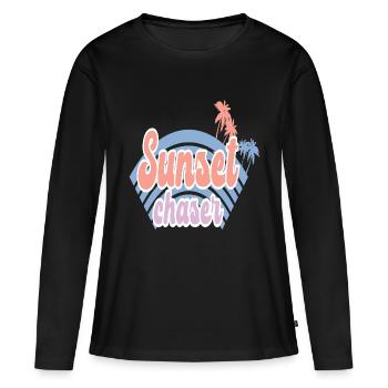 Sunset Chaser - Frauen Premium Bio Langarmshirt - Schwarz - Vorne - Julia (174cm)