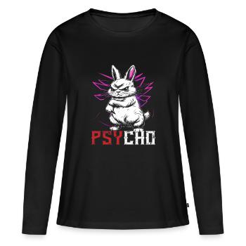 Lapin Psycho - T-shirt manches longues Premium bio Femme - noir - Devant - Julia (174cm)