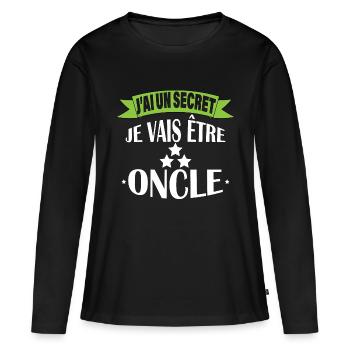 J'ai un secret je suis oncle - T-shirt manches longues Premium bio Femme - noir - Devant - Julia (174cm)
