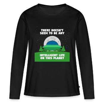Pas de vie intelligente ici - T-shirt manches longues Premium bio Femme - noir - Devant - Julia (174cm)