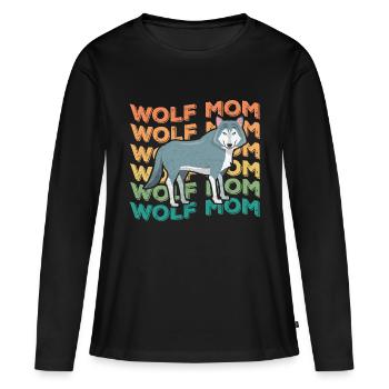 Wolf mom - Women's Premium Organic Long Sleeve Shirt - black - Front - Julia (174cm)