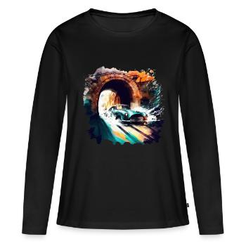 60er Classic Car Geschenk - Frauen Premium Bio Langarmshirt - Schwarz - Vorne - Julia (174cm)