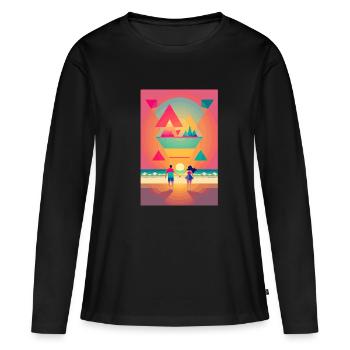 Romance au coucher du soleil - T-shirt manches longues Premium bio Femme - noir - Devant - Julia (174cm)