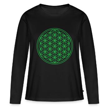 Symbole Fleur de Vie Fleur de Vie Yoga Vert - T-shirt manches longues Premium bio Femme - noir - Devant - Julia (174cm)