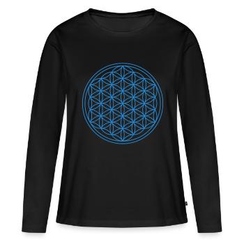 Fleur de Vie Fleur de Vie Yoga Bleu - T-shirt manches longues Premium bio Femme - noir - Devant - Julia (174cm)