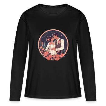 Couple de marié - T-shirt manches longues Premium bio Femme - noir - Devant - Julia (174cm)