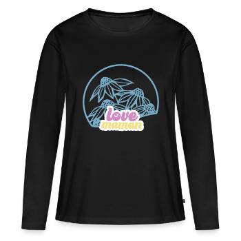 SA015 ecusson floral 1 - T-shirt manches longues Premium bio Femme - noir - Devant - Julia (174cm)