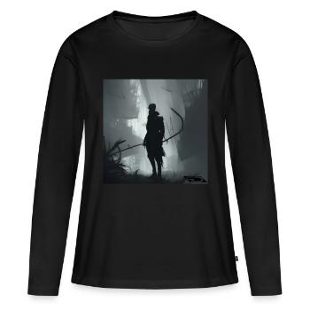 Le côté obscur du monde moderne 1 - T-shirt manches longues Premium bio Femme - noir - Devant - Julia (174cm)