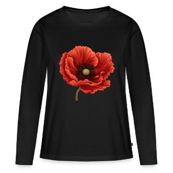 Mohnblume - Frauen Premium Bio Langarmshirt - Schwarz - Vorne - Julia (174cm)