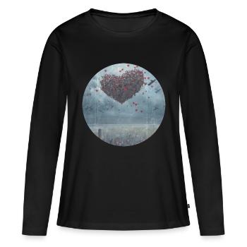 Faire l’amour Pas la Guerre Paix Guerre Amour Romance - T-shirt manches longues Premium bio Femme - noir - Devant - Julia (174cm)