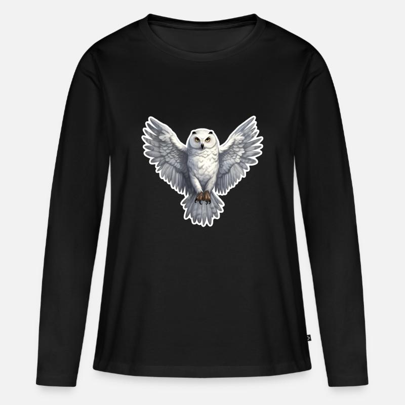 Schnee Eule - Frauen Premium Bio Langarmshirt - Schwarz