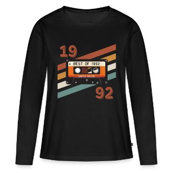 1992 Retro-Vintage-Jubiläum - Frauen Premium Bio Langarmshirt - Schwarz - Vorne - Julia (174cm)