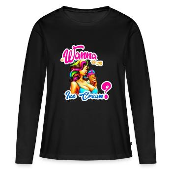 Lust auf Eiscreme? - Frauen Premium Bio Langarmshirt - Schwarz - Vorne - Julia (174cm)