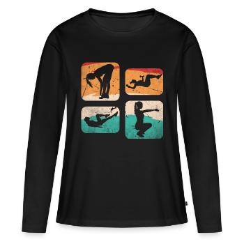 Retro-Sport-Fitness - Frauen Premium Bio Langarmshirt - Schwarz - Vorne - Julia (174cm)