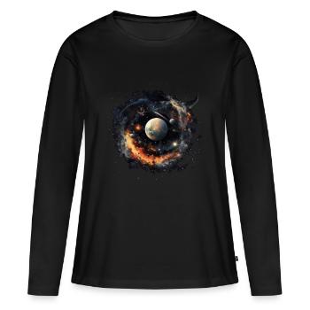 Univers - T-shirt manches longues Premium bio Femme - noir - Devant - Julia (174cm)