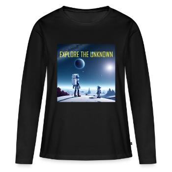 Explorez l’inconnu - T-shirt manches longues Premium bio Femme - noir - Devant - Julia (174cm)