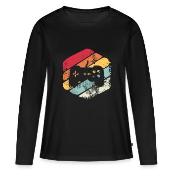 Vintage gift console - Women's Premium Organic Long Sleeve Shirt - black - Front - Julia (174cm)