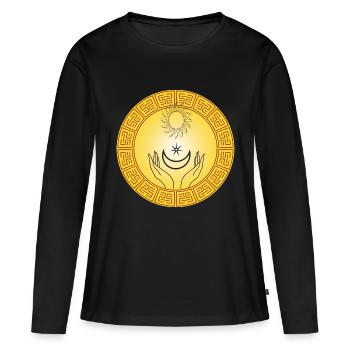 soleil inca - T-shirt manches longues Premium bio Femme - noir - Devant - Julia (174cm)