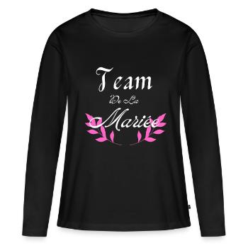 team de la Mariée - T-shirt manches longues Premium bio Femme - noir - Devant - Julia (174cm)