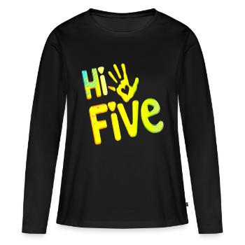 High Five Style Cool Hand Joke disant Hit Trend - T-shirt manches longues Premium bio Femme - noir - Devant - Julia (174cm)