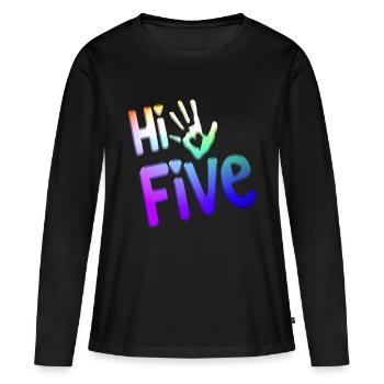 High Five Style Cool Hand Joke disant Hit Trend - T-shirt manches longues Premium bio Femme - noir - Devant - Julia (174cm)