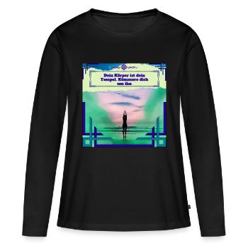Relax Entspannung - Frauen Premium Bio Langarmshirt - Schwarz - Vorne - Julia (174cm)