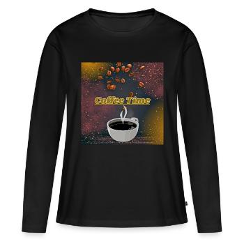 Coffe time - Frauen Premium Bio Langarmshirt - Schwarz - Vorne - Julia (174cm)