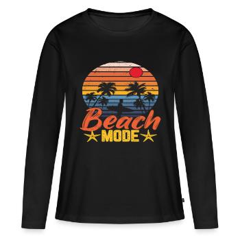 Beach Mode - Frauen Premium Bio Langarmshirt - Schwarz - Vorne - Julia (174cm)
