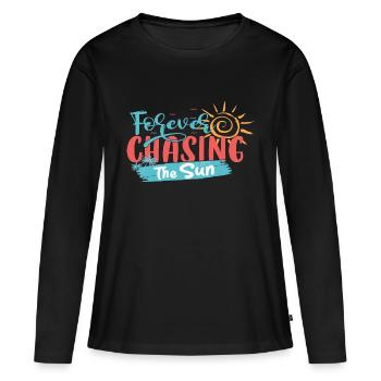 Toujours à la poursuite du soleil - T-shirt manches longues Premium bio Femme - noir - Devant - Julia (174cm)