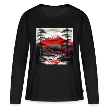 Le Mont Fuji et sa magie - T-shirt manches longues Premium bio Femme - noir - Devant - Julia (174cm)