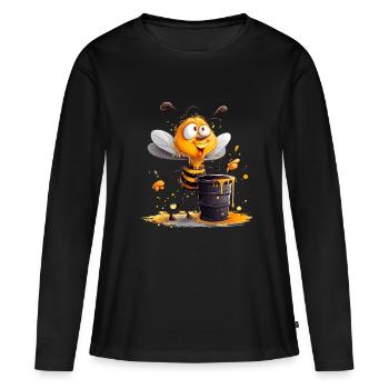Bee nibbles on honey - Women's Premium Organic Long Sleeve Shirt - black - Front - Julia (174cm)