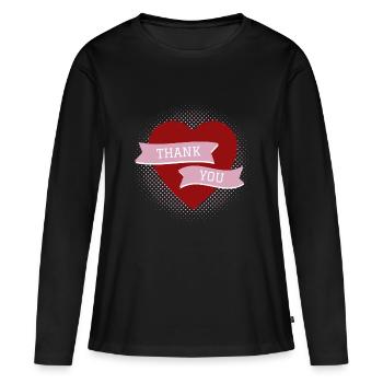 Merci - T-shirt manches longues Premium bio Femme - noir - Devant - Julia (174cm)